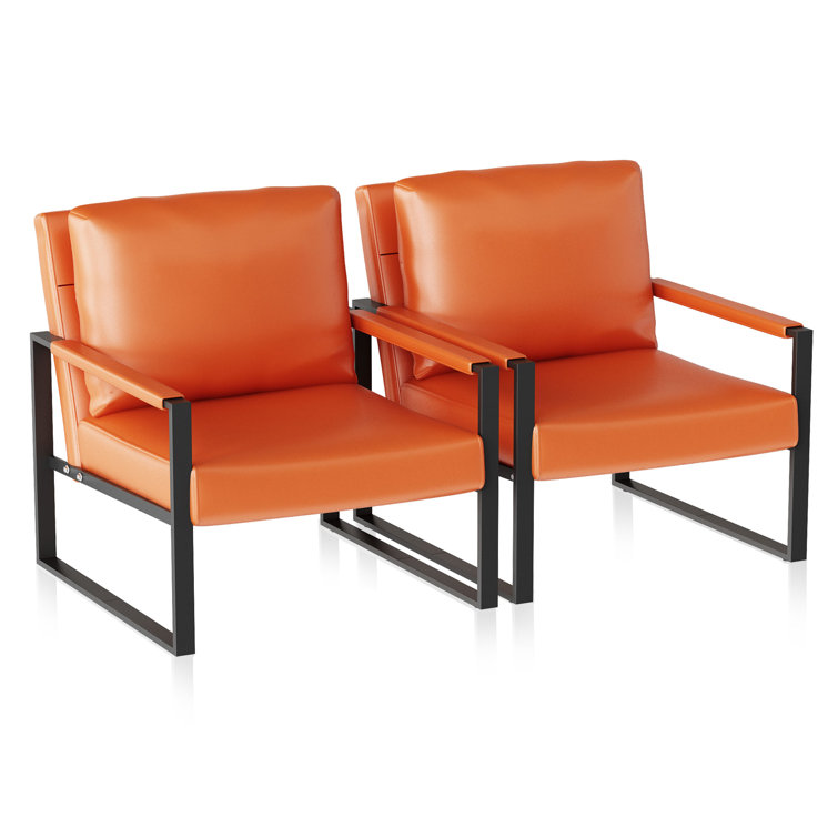 Leather discount metal armchair